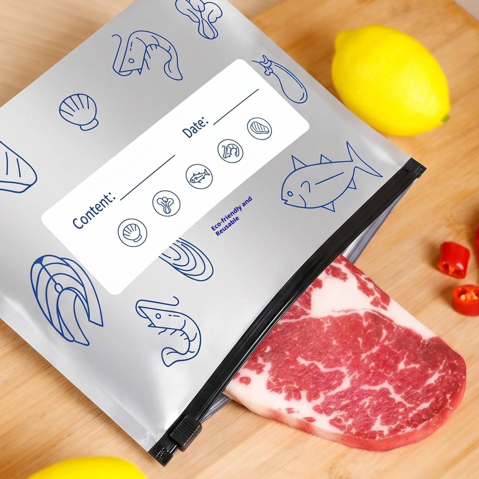 10 Piece Reusable Aluminum Foil Zipper Food Storage Bags